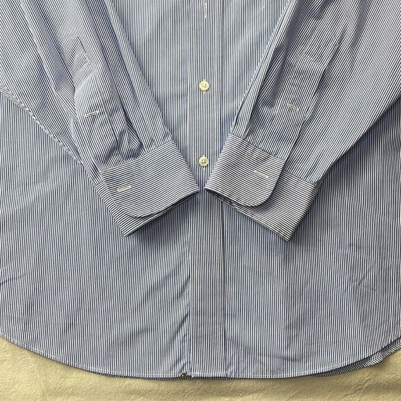 Lauren Ralph Lauren Dress Shirt‎ 18 34/35 Blue Pinstripe Long Sleeve Button Down - Picture 8 of 12